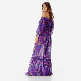 Women Others Printed - Women Off-the-shoulder cotton long Dress Phuket, Sea blue backworn Women Others Printed - Women Off-the-shoulder cotton long Dress Phuket, Sea blue backworn