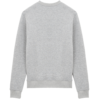Men Cotton Sweatshirt Solid Lihght gray heather back view