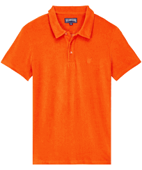 Men Jacquard Polo Solid Rust front view