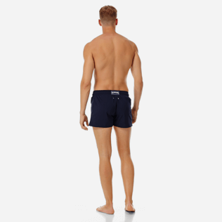 Men Short classic Solid - Men short and fitted stretch swimtrunks solid, Navy backworn Men Short classic Solid - Men short and fitted stretch swimtrunks solid, Navy backworn