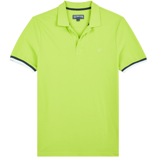 Imagen de Hombre Autros Liso - Polo en piqué de algodón de color liso para hombre, Limoncillo vista frontal Imagen de Hombre Autros Liso - Polo en piqué de algodón de color liso para hombre, Limoncillo vista frontal