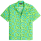 Herren Andere Bedruckt - Turtles Smiley Bowling-Hemd aus Leinen und Baumwolle für Herren – Vilebrequin x Smiley®, Lazulii blue Vorderansicht