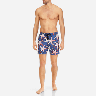 Men Classic / Moorea Printed - Men Lightweight and Packable Swimtrunks Starfish Art, Neptune blue frontworn Men Classic / Moorea Printed - Men Lightweight and Packable Swimtrunks Starfish Art, Neptune blue frontworn