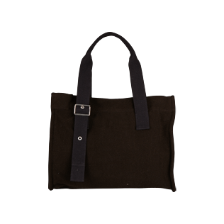Altri Unita - Borsa da spiaggia piccola in cotone tinta unita, Nero back Altri Unita - Borsa da spiaggia piccola in cotone tinta unita, Nero back