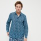 Men Others Printed - Unisex Cotton Voile Summer Shirt Batik Fishes, Navy front worn view Men Others Printed - Unisex Cotton Voile Summer Shirt Batik Fishes, Navy front worn view