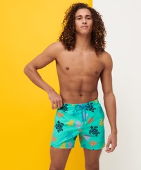 Men Swimwear Ronde Des Tortues Multicolore Nenuphar front worn view