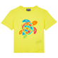 Jungen Andere Bedruckt - Tortue Multicolore T-Shirt aus Bio-Baumwolle für Jungen, Zitrone Vorderansicht