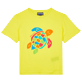 foto di Bambino Altri Stampato - T-shirt bambino in cotone biologico Tortue Multicolore, Limone vista frontale foto di Bambino Altri Stampato - T-shirt bambino in cotone biologico Tortue Multicolore, Limone vista frontale