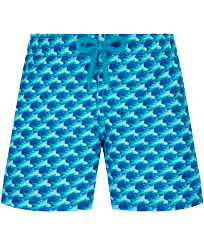 Boys Swim Trunks Micro Waves Lazulii blue front view