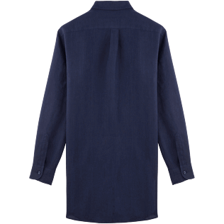 Women Others Solid - Women Long Linen Shirt Solid, Navy back Women Others Solid - Women Long Linen Shirt Solid, Navy back