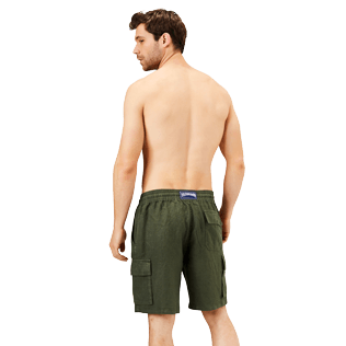Herren Andere Uni - Einfarbige Leinen-Bermudashorts mit Cargotaschen für Herren, Pepper backworn Herren Andere Uni - Einfarbige Leinen-Bermudashorts mit Cargotaschen für Herren, Pepper backworn