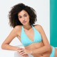 Women Halter Solid - Women Halter Bikini Top Plumes Jacquard, Lazulii blue details view 2