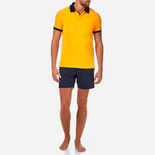 Homme Polos Uni - Polo Éponge Contrastée, Curcuma frontworn Homme Polos Uni - Polo Éponge Contrastée, Curcuma frontworn