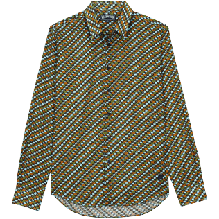Andere Bedruckt - Smoked Fish Unisex Sommerhemd aus Baumwollvoile, Saphir Vorderansicht