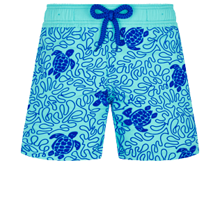 Boys Others Printed - Boys Swim Trunks Turtles Splash Flocked, Lazulii blue front view