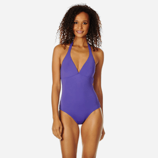 Women One piece Solid - Women shaping one piece swimsuit Solid, Hyacinth frontworn Women One piece Solid - Women shaping one piece swimsuit Solid, Hyacinth frontworn
