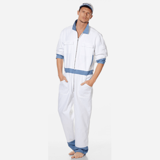 Men Others Solid - Men Cotton Linen Jumpsuit, White supp2 Men Others Solid - Men Cotton Linen Jumpsuit, White supp2