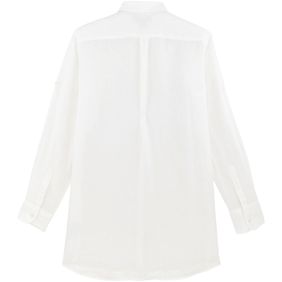 女款 Others 纯色 - 女士纯色长款亚麻衬衫, White back 女款 Others 纯色 - 女士纯色长款亚麻衬衫, White back