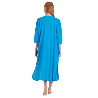 Women Others Solid - Women Linen Dress Solid, Hawaii blue backworn Women Others Solid - Women Linen Dress Solid, Hawaii blue backworn