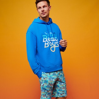 Uomo Altri Stampato - Costume da bagno uomo elasticizzato Palms & Surfs - Vilebrequin x The Beach Boys, Lazulii blue dettagli vista 4