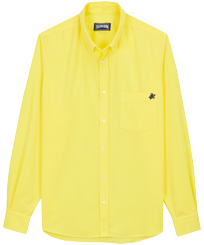 男款 Others 纯色 - 男士纯色棉质衬衫, Lemon 正面图