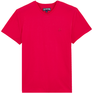 Homme AUTRES Uni - T-Shirt Col V en Coton Mercerisé Homme Uni, Groseille front Homme AUTRES Uni - T-Shirt Col V en Coton Mercerisé Homme Uni, Groseille front