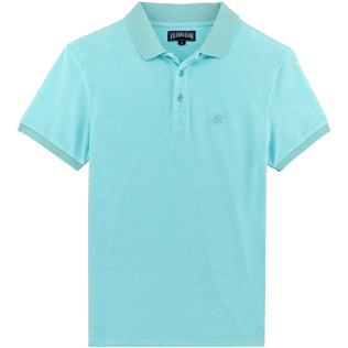 Men Others Solid - Men Terry Cloth Polo Shirt Solid, Aquamarine front Men Others Solid - Men Terry Cloth Polo Shirt Solid, Aquamarine front