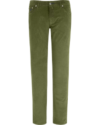 Homme AUTRES Uni - Pantalon 5 poches Velours homme coupe regular, Olive vue de face