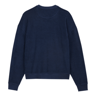 Men Others Solid - Unisex Terry Crew Neck Sweater, Navy back view