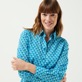 Damen Andere Bedruckt - Micro Waves Hemdkleid aus Baumwolle für Damen, Lazulii blue Details Ansicht 1