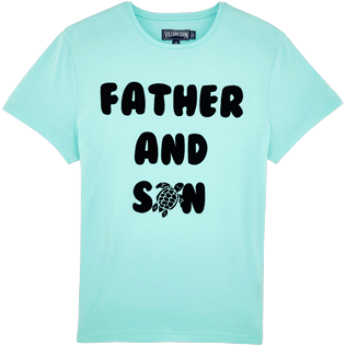 Hombre T-Shirt Estampado - Camiseta de algodón con estampado «Tel père, tel fils» para hombre, Laguna front Hombre T-Shirt Estampado - Camiseta de algodón con estampado «Tel père, tel fils» para hombre, Laguna front