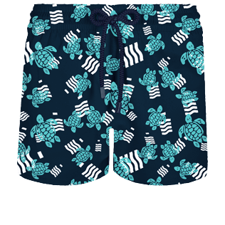 Picture of Men Short classic Printed - Men Swimwear Short and Fitted Stretch- Plastic Odyssey x Vilebrequin, Navy front view Picture of Men Short classic Printed - Men Swimwear Short and Fitted Stretch- Plastic Odyssey x Vilebrequin, Navy front view