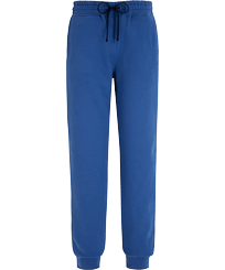 Men Jogger Cotton Pants Solid Sea blue front view