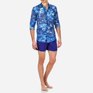 Camisetas Estampado - Camisa de lino con estampado Splash unisex, Azul neptuno frontworn Camisetas Estampado - Camisa de lino con estampado Splash unisex, Azul neptuno frontworn