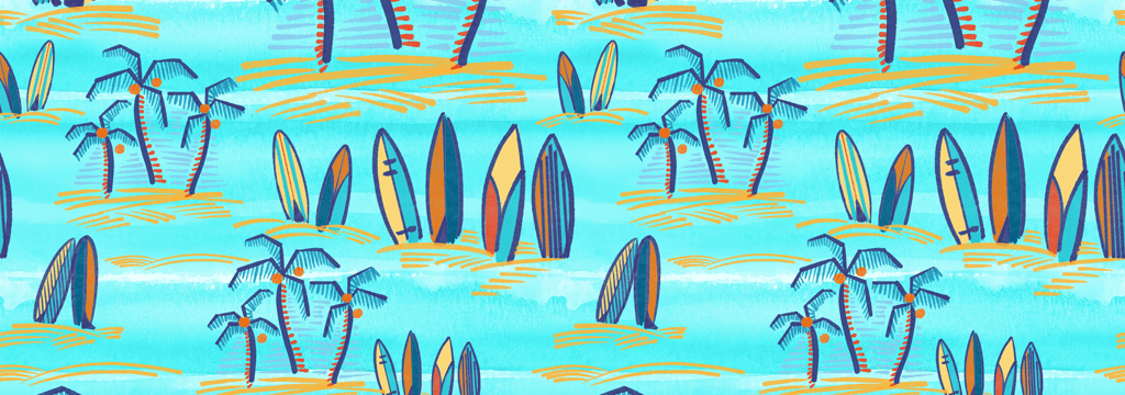 Hombre Autros Estampado - Bañador elástico con estampado Palms & Surfs para hombre de Vilebrequin x The Beach Boys, Lazulii blue estampado