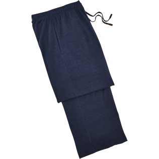 Damen Hose Uni - Einfarbige Hose aus Leinenjersey, Marineblau front Damen Hose Uni - Einfarbige Hose aus Leinenjersey, Marineblau front