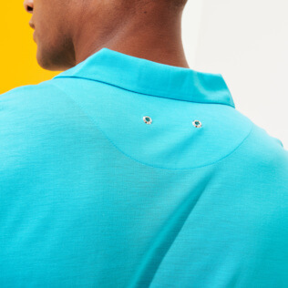 Bild von Herren Andere Uni - Einfarbiges Polohemd aus Tencel für Herren, Aquamarin blau Details Ansicht 3 Bild von Herren Andere Uni - Einfarbiges Polohemd aus Tencel für Herren, Aquamarin blau Details Ansicht 3