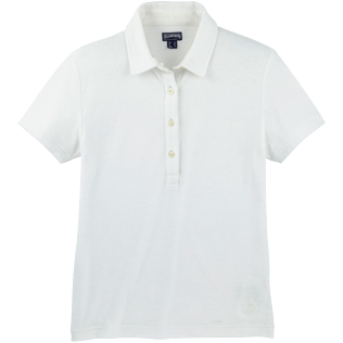 Damen Polos Uni - Uni Frottee-Polohemd, Weiss front Damen Polos Uni - Uni Frottee-Polohemd, Weiss front