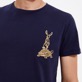 Hombre Autros Bordado - Camiseta de algodón con bordado The Year of the Rabbit para hombre, Azul marino detalles vista 5