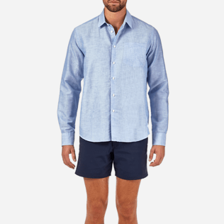 Herren Hemden Grafisch - Gestreiftes Leinenhemd, Jeans blue supp1 Herren Hemden Grafisch - Gestreiftes Leinenhemd, Jeans blue supp1