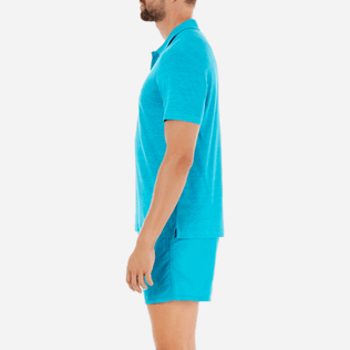 Men Others Solid - Solid Linen jersey polo, Curacao supp3 Men Others Solid - Solid Linen jersey polo, Curacao supp3