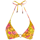Top de bikini anudado al cuello con estampado Monsieur André para mujer - Vilebrequin x Smiley® Limon vista frontal