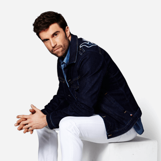 Hombre Autros Liso - Camisa de algodón con logotipo de Vilebrequin retro para hombre, Dark denim w1 supp6 Hombre Autros Liso - Camisa de algodón con logotipo de Vilebrequin retro para hombre, Dark denim w1 supp6
