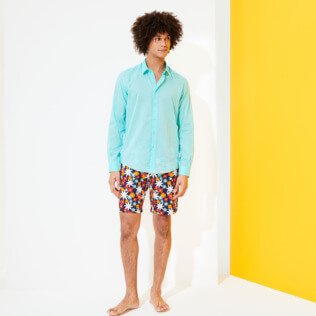 Men Others Solid - Unisex cotton voile Shirt Solid, Lagoon details view 1