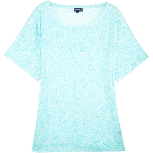 Mujer T-Shirt Estampado - Camiseta extragrande en tencel con estampado Hypnotic Turtles para mujer, Laguna front Mujer T-Shirt Estampado - Camiseta extragrande en tencel con estampado Hypnotic Turtles para mujer, Laguna front
