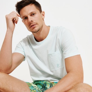 Hombre Autros Liso - Camiseta de algodón orgánico de color liso para hombre, Glacier detalles vista 3