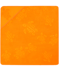 Baby Beach Towel Turtle Jacquard Solid Carrot front worn view