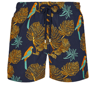 Men Classic Embroidered - Men Swim Trunks Embroidered 1998 Les Perroquets - Limited Edition, Navy front view