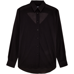 Mujer Autros Liso - Camisa en gasa de algodón liso con tirantes para anudar alrededor del cuello para mujer, Negro front Mujer Autros Liso - Camisa en gasa de algodón liso con tirantes para anudar alrededor del cuello para mujer, Negro front