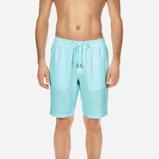 Men Others Solid - Men Italian Pockets Linen Bermuda Shorts Solid, Lagoon supp1 Men Others Solid - Men Italian Pockets Linen Bermuda Shorts Solid, Lagoon supp1